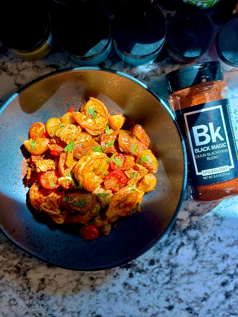 Chicken, Shrimp, and Andouille cajun pasta.