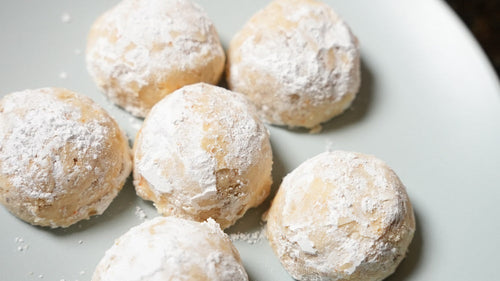 Plate of Smoky Honey Habanero Snowball Cookies