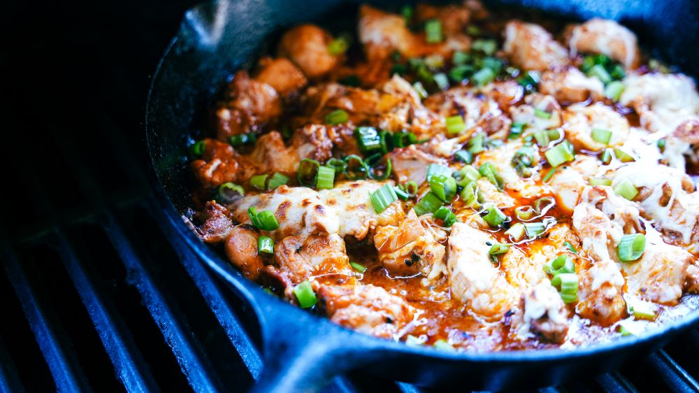 Smoky Honey Habanero Cast Iron Fire Chicken with Cheese