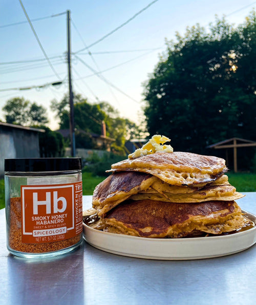 Smoky Honey Habanero Bacon Cheddar Pancakes