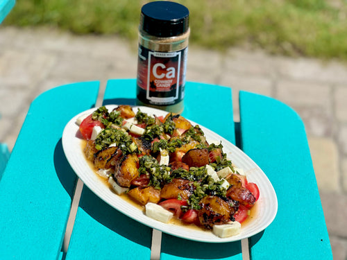 Cowboy Candy Grilled Peach and Tomato Caprese with Cowboy Candy Summer Sauce
