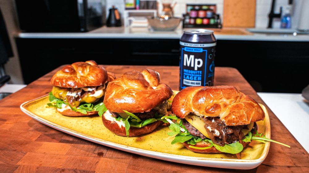Mesquite Peppercorn Lager Onion Jam Burger Sliders