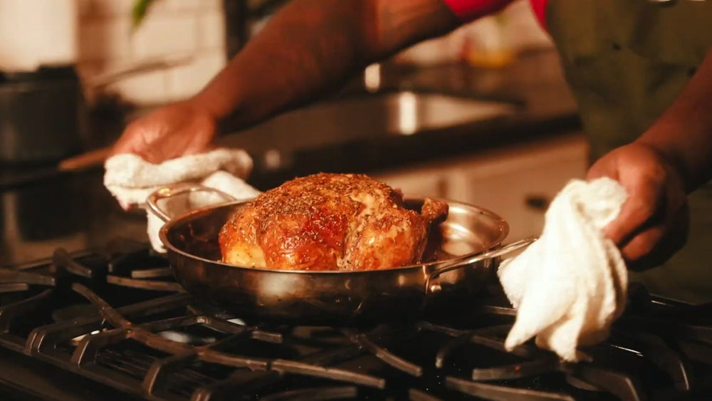 Turkey Rub Whole Roasted Chicken on table