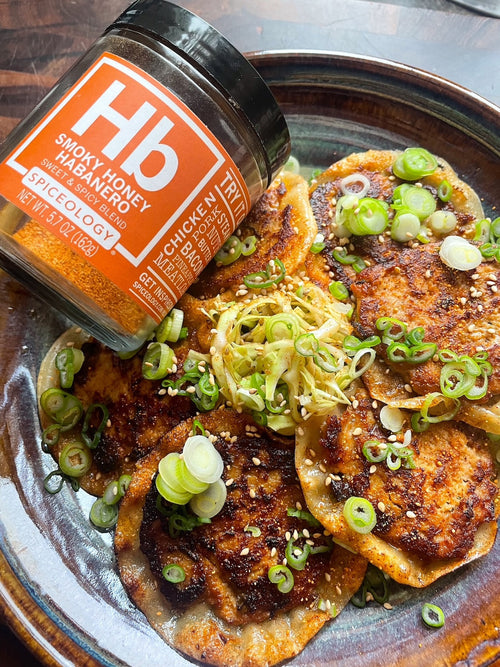 Smoky Honey Habanero Smashed Chicken Dumplings