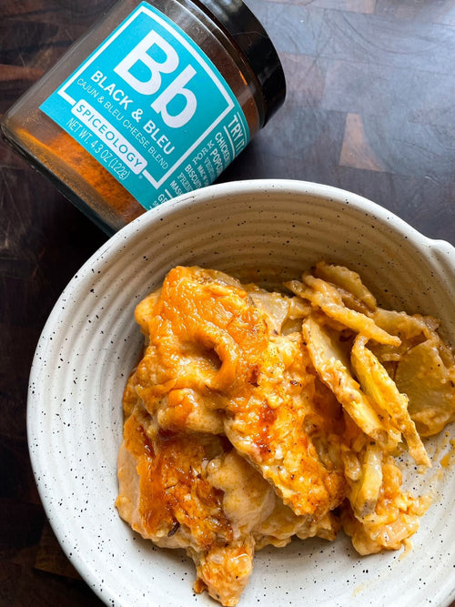 Black & Bleu Irish Cheddar Potato Au Gratin