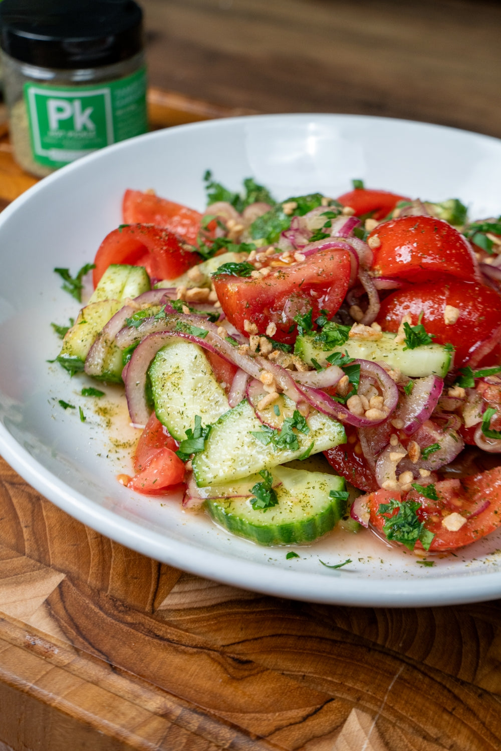 Hot Pickle Tomato and Cucumber Salad
