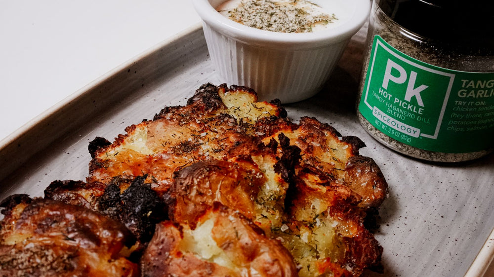 Hot Pickle Smashed Potatoes recipe