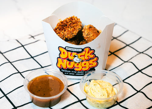 Togarashi Duck Confit Nuggets with Yuzu Aioli & Yuzu Caramel Recipe