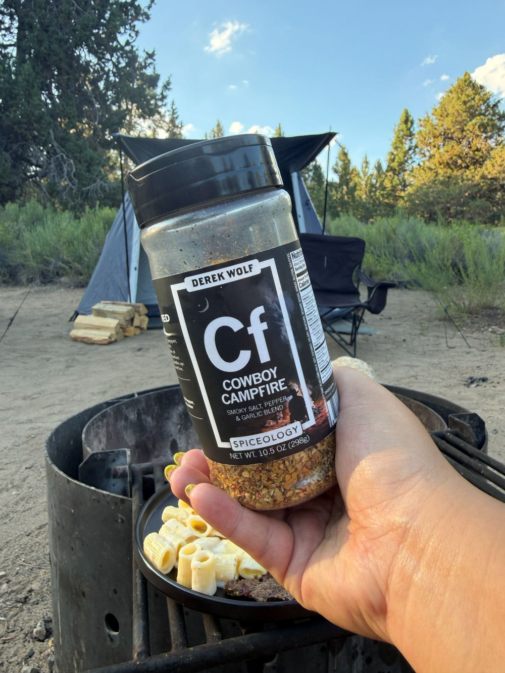 Cowboy Campfire Ribeye with Alfredo Rigatoni
