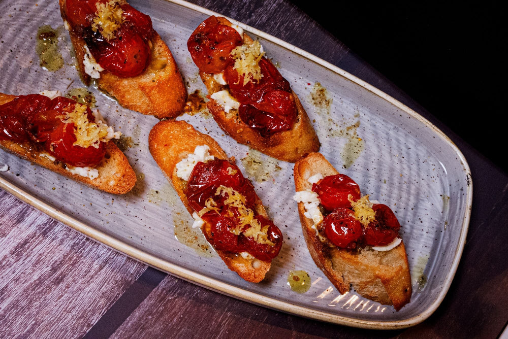Pink Peppercorn Lemon Thyme Confit Tomato Toast