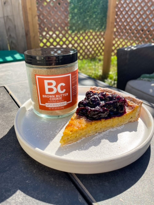 Brown Butter Cookie Corn Tart with Jammy Blueberry Sauce recipe