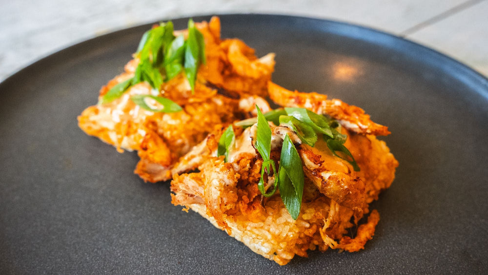 Yum Yum Fire Edition Air Fryer Crispy Rice Cakes with Hibachi-Style Chicken
