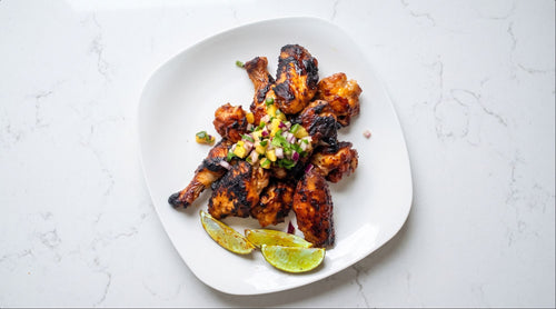 Smoky Honey Habanero Crispy Baked Wings with Charred Pineapple Relish Recipe