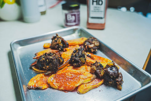 Spiceology Smoky Honey Habanero Sweet Potatoes with Blackberry Balsamic Fig Agrodolce Recipe