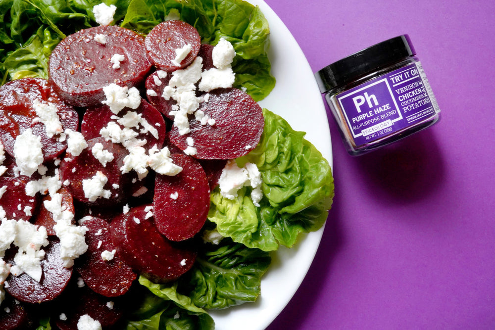 purple haze beet salad in bowl