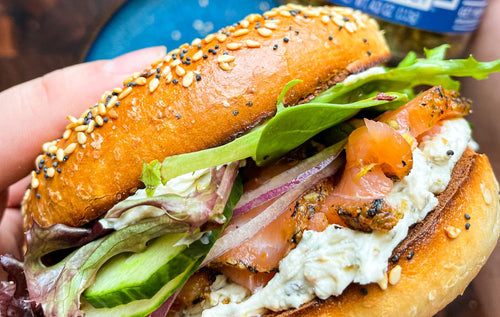 Greek Freak Cream Cheese Smoked Salmon Bagel