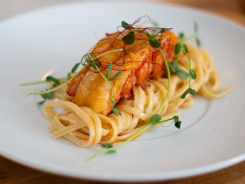 Smoky Honey Habanero Lobster Tails with Limone Linguini