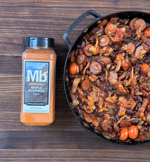 Smoked Maple Bourbon Bacon & Sausage BBQ Beans