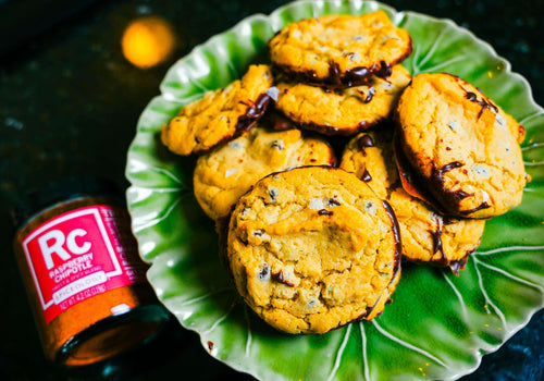 Raspberry Chipotle Chocolate-Dipped Chocolate Chip Cookies