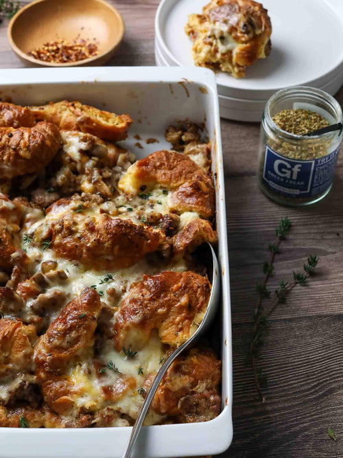 Greek Freak Sausage & Mushroom Croissant Casserole