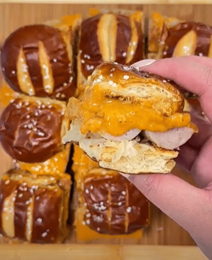 King’s Hawaiian Nashville Hot Beer Cheese Sausage Sliders