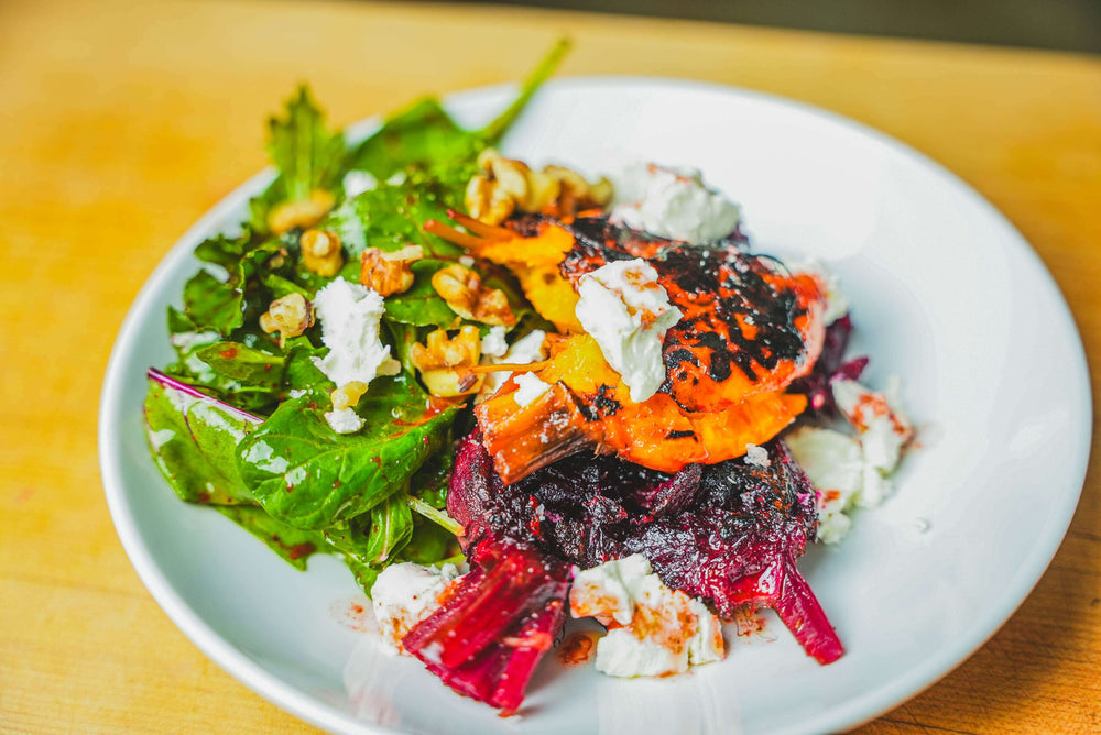 Spiceology Purple Haze Smashed Beets & Goat Cheese Salad Recipe