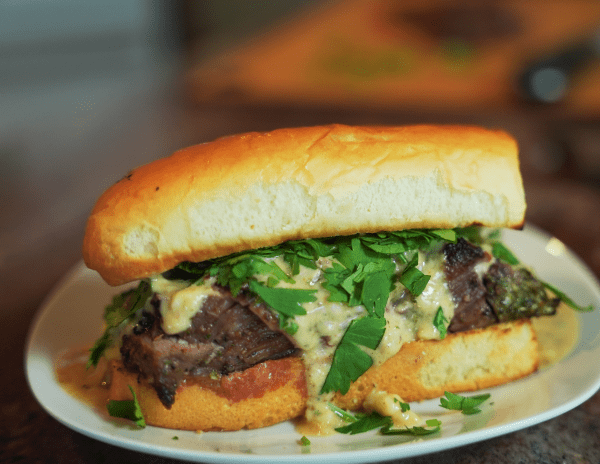 Flank Steak Sando with Cougar Gold Queso