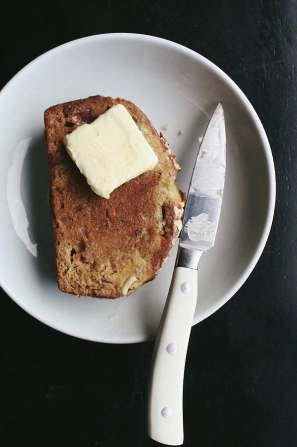 Banana bread with butter