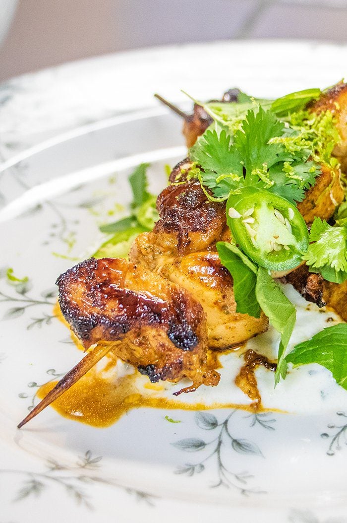 Harissa chicken skewers