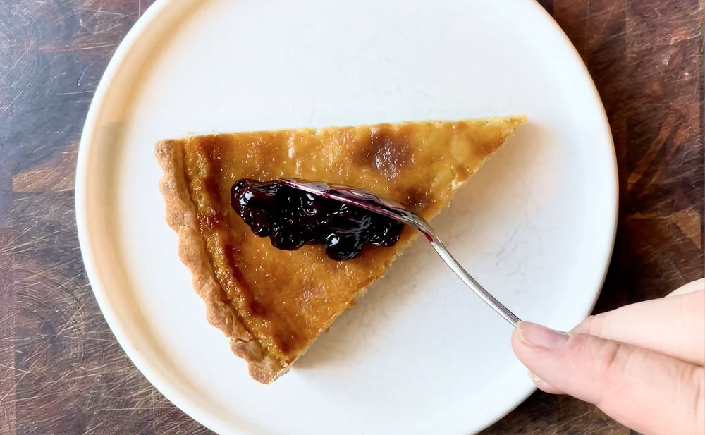 Brown Butter Cookie Corn Tart with Jammy Blueberry Sauce recipe
