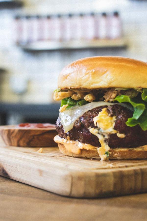 Greek Freak jalapeno popper burger