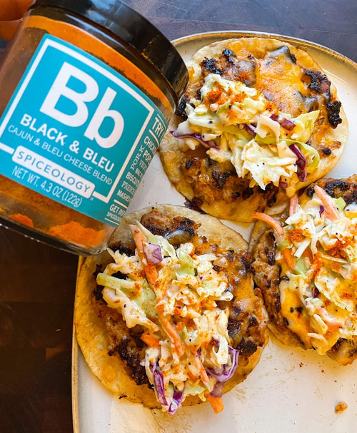 Spiceology Black & Bleu Smashed Chicken Tacos Recipe