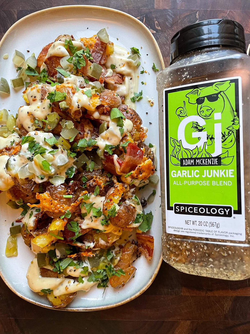 Spiceology Garlic Junkie Loaded Smash Potato Salad Recipe