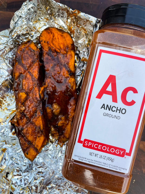 Grilled Ancho Chile & Maple Sweet Potatoes