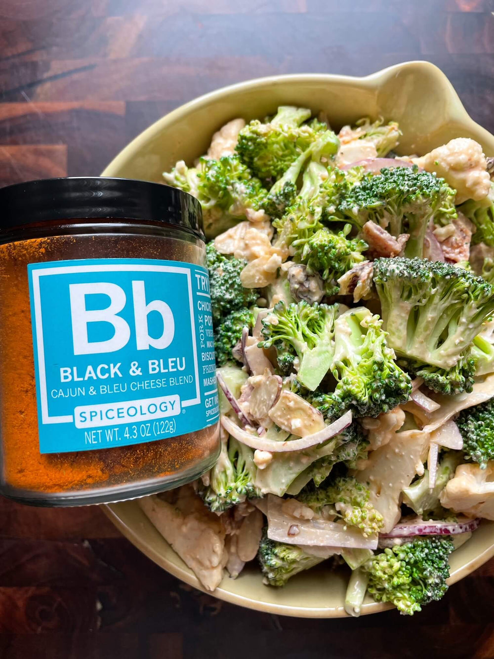 Spiceology Black & Bleu Bacon Broccoli Cauli Salad Recipe