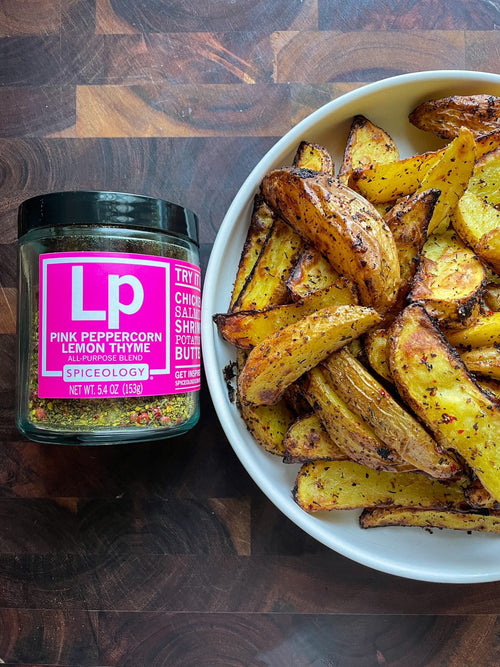 Pink Peppercorn Lemon Thyme Crispy Potatoes