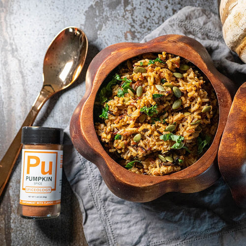 Pumpkin spice wild rice in a bowl