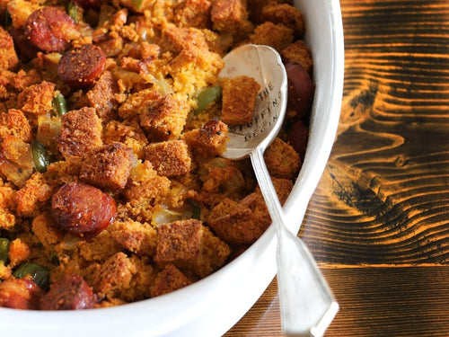 Cornbread stuff with chorizo and jalapenos