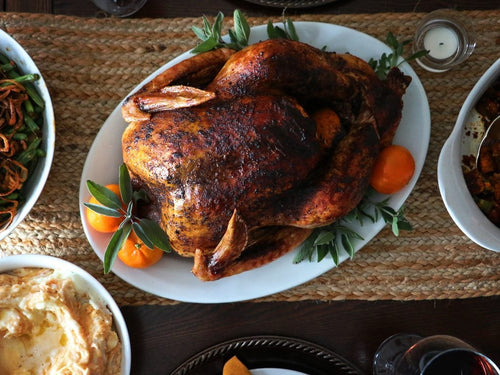 Espresso chile crusted turkey on a platter