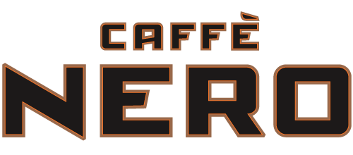 Caffè Nero logo with black and bronze text on a white background