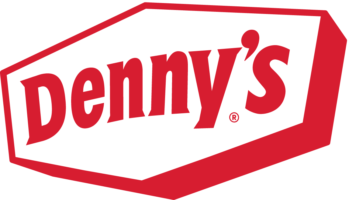 Denny's logo with red text on a white background