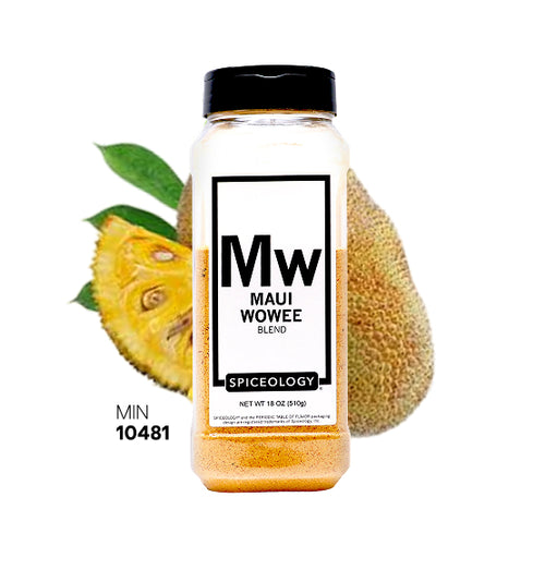 Spiceology Maui Wowie jar with a tropical fruit on a white background