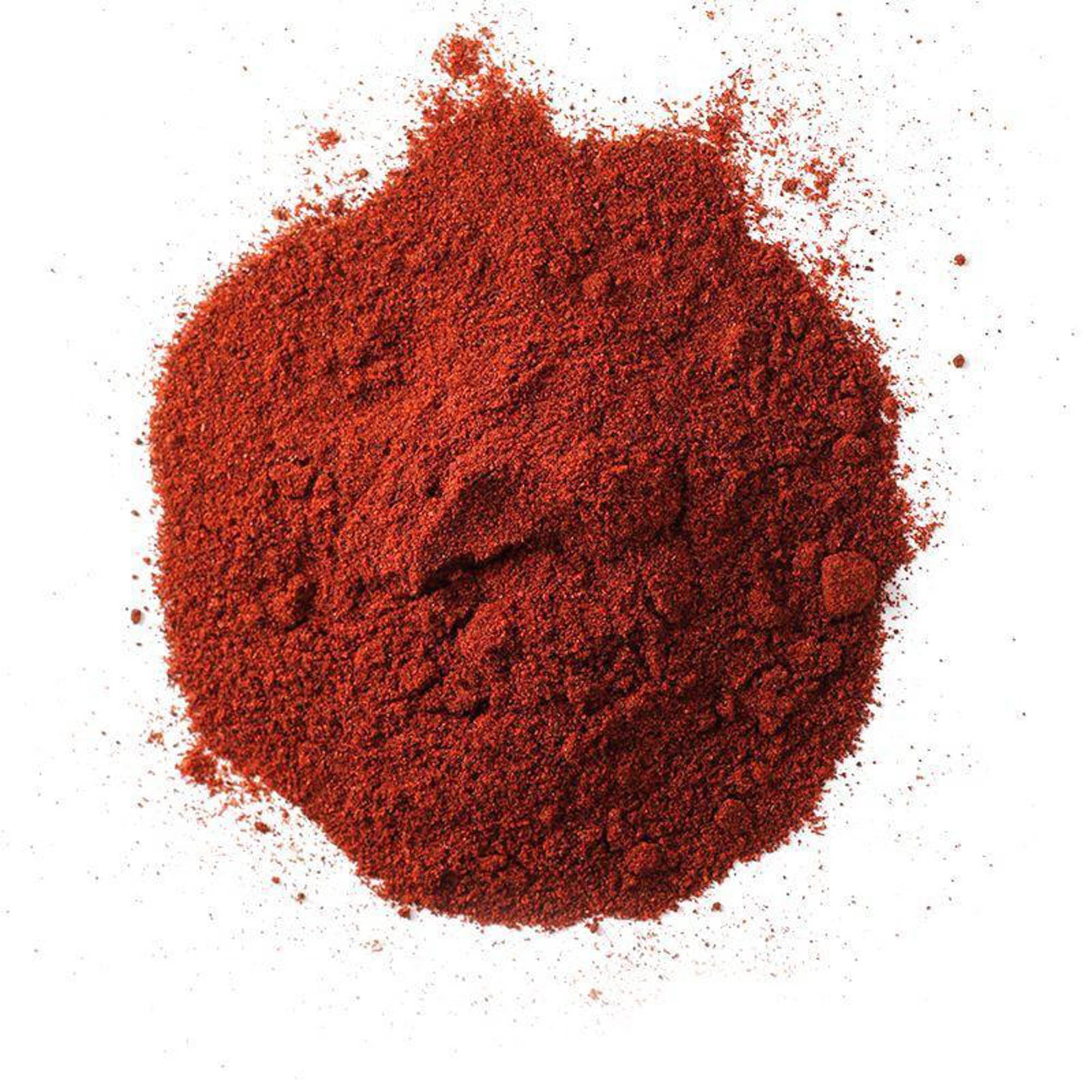 Red powder on a white background