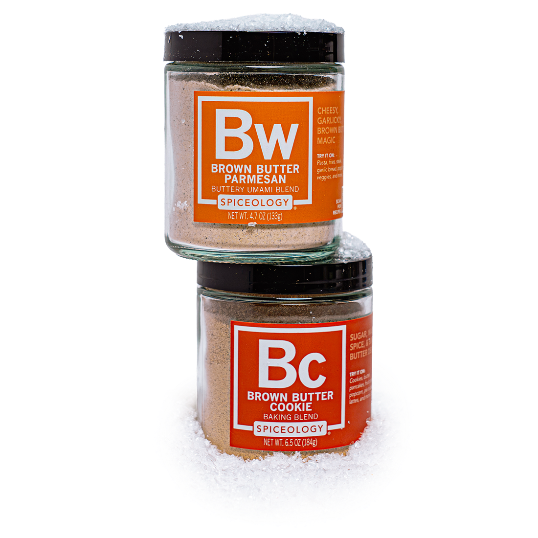 Spiceology seasoning jars stacked in a pyramid