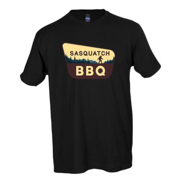 Sasquatch BBQ black t-shirt front
