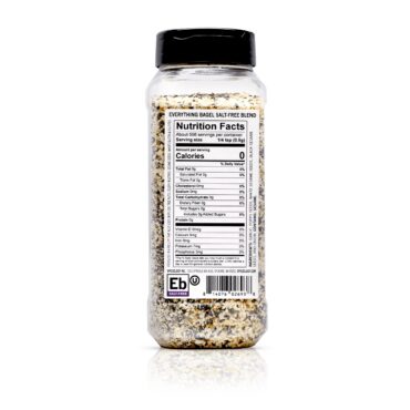 Everything Bagel salt-free seasoning nutritional facts label