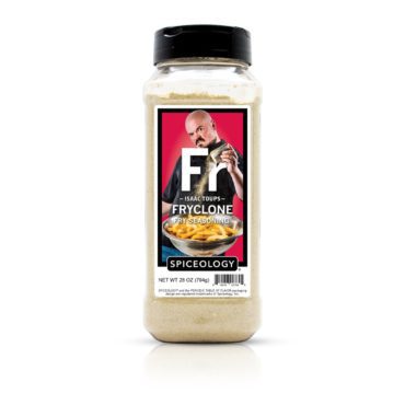 Isaac Toups Fryclone Fry Seasoning in 28oz container