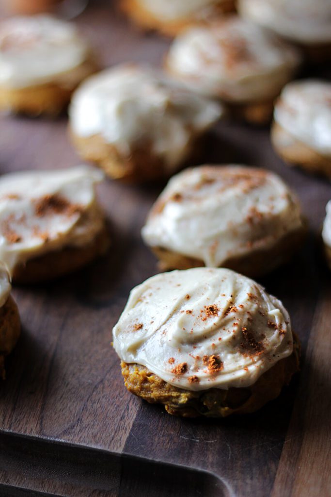 Pumpkin spice cookies with cream cheese frosting