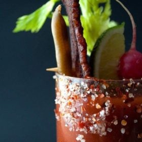 Spicy Bloody Mary with candied bacon