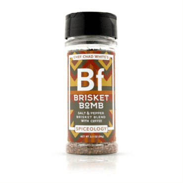 Chef Chad White brisket seasoning in small container